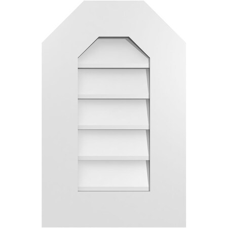 Ekena Millwork Octagonal Top Surface Mount PVC Gable Vent w/ 3-1/2"W x 1"P Standard Frame, 14"W x 22"H GVPOT14X2201SN